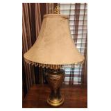 28" brass lamp, leaf design, heavy
