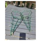 Two green Metal outdoor metal flower basket cone