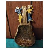 Mid Century Vintage Brass Guitar Isreal Ashtray