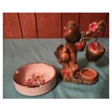 Vtg 4.5" ceramic ashtray orange Blossom design,