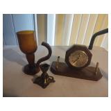 Vintage desk clock, candle holder and drinking