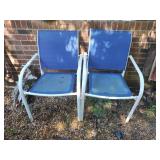 Set of 2 metal and fabric chairs