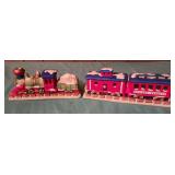 Porcelain hand painted train 8" long each