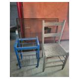 Chair, Metal Rack & Fireplace Screen