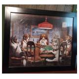 Dogs playing poker framed artwork 34.5 x 28.5