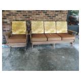 Vintage Wood couch and rocker with pheasant