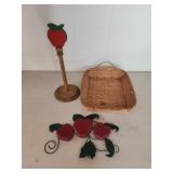 Apple paper towel holder, apple decor and basket