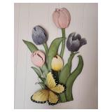 25x38 metal wall art tulips and butterfly