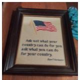 John F. Kennedy handmade cross stitched quote