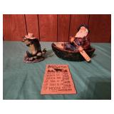 Fisherman decor figures, Alaska barometer sign