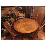 48" round clawfoot dining table with 4 chairs,