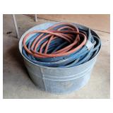 Galvanized Wash Tub & Air Hose & Pieces