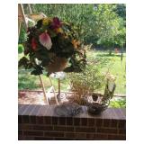 Hanging baskets with flower and basket decor