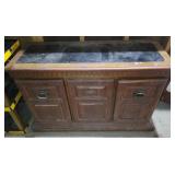 Wood Buffet Table w/ Contents 45ï¿½"L 17"W 30"T