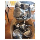 Pots, pans with and without lids and a tote