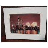 Framed matted New York City print 14 x 11 1/4