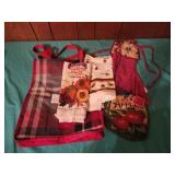 Kitchen towels, apple potholder, reusable plaid