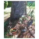 Yard cat plant stands and a cat stake