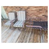 Two Swivel patio chairs and lounge chair,