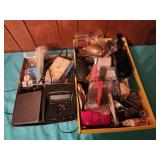 Assorted items lot, brushes, sunglasses, fan