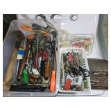 Tool Lot- Tote, Tray & Tin of Handtools, Hardware