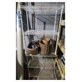 (2) Metal Shelving Racks w/ Baskets & Contents