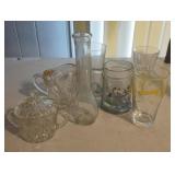 Glassware including a vase, trinket dish with