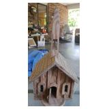Handmade wood church birdhouse