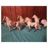 8" toy horses, 2 are felt covered, 4 white horses