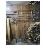 Fishing Rods, Pool Stick & Rattan Roll