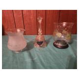 Candle Holder, butterfly glass bell, frosted