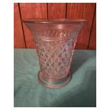 7" diamond pattern pressed clear glass vase
