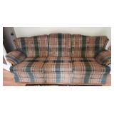 90x32x38 plaid couch brown and green