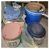 Step Stool, Box of Mens Pants, Metal Bucket w/