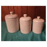 Gibson white ceramic floral pattern canister 3 pc