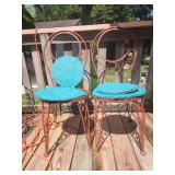 14x34x14 metal chairs round seats,  leaf design