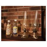 Vintage clear glass pair of Finger Loop Oil Lamps