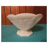 Milk Glass Grape Pattern Octagon Fruit