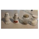 Ghost salt and pepper shaker set and glass salt