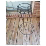 2 black coated metal Plant stands