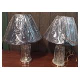Glass and metal lamps with shades