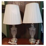 Set of 2 glass and metal lamps