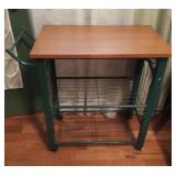 Metal and wood cart with wheels 26 x 30 x 15.5