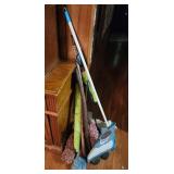 Dusters. Broom, wooden wipe your feet, grabber,
