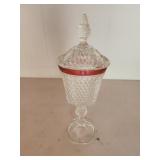 VTG INDIANA GLASS Diamond Point Ruby Compote