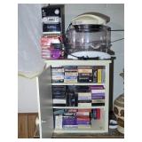 Wooden Shelf w/ Contents- VHS Tapes, Flavor Wave