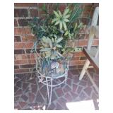 Plant stand and pot with faux greenery