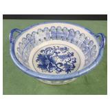 Vintage Pierced White and Blue Floral Porcelain