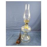 Oil lamp converted into an electric lamp