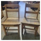Two Wood Childs Chairs  13"Wx23"Tx12"D